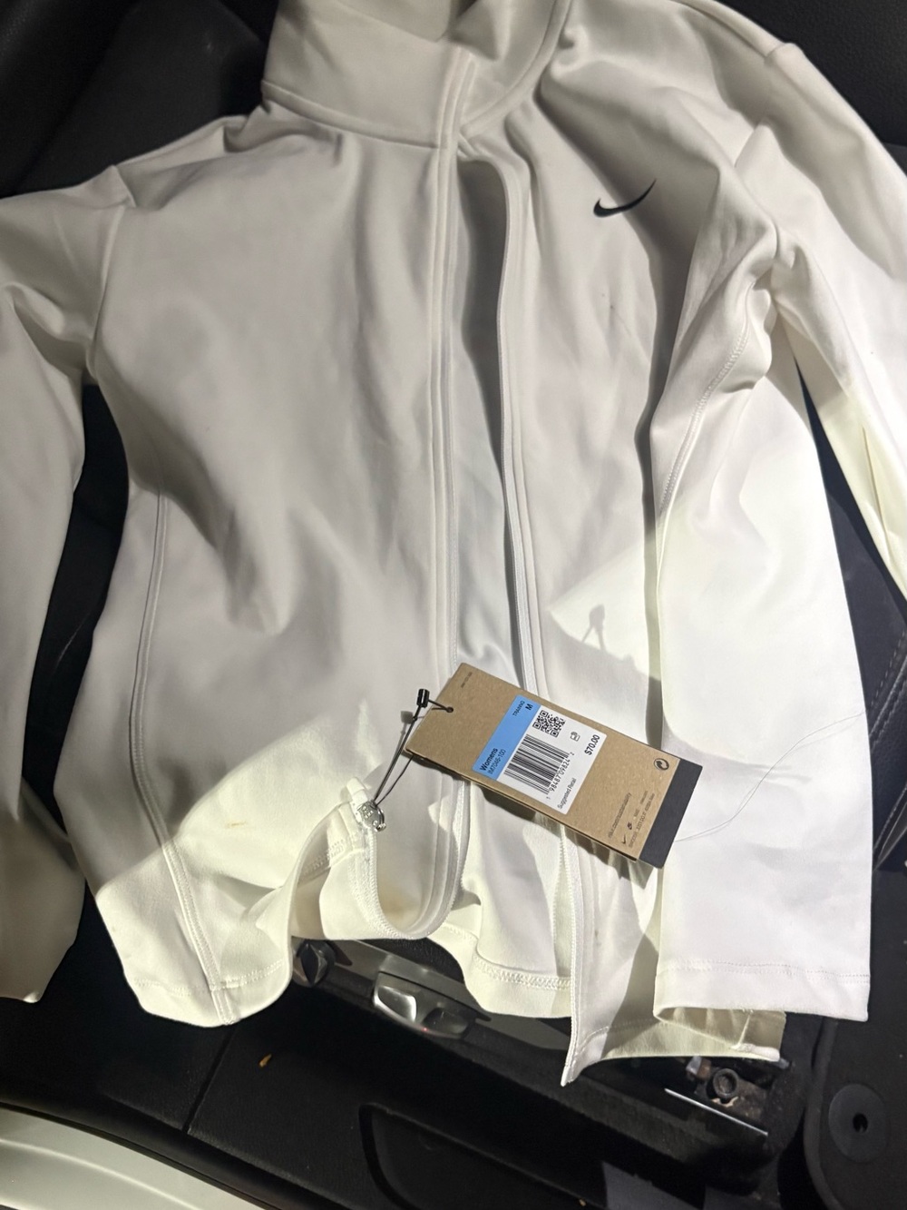 Nike White Women's Full-Zip Hoodie Jacket with Black Swoosh
